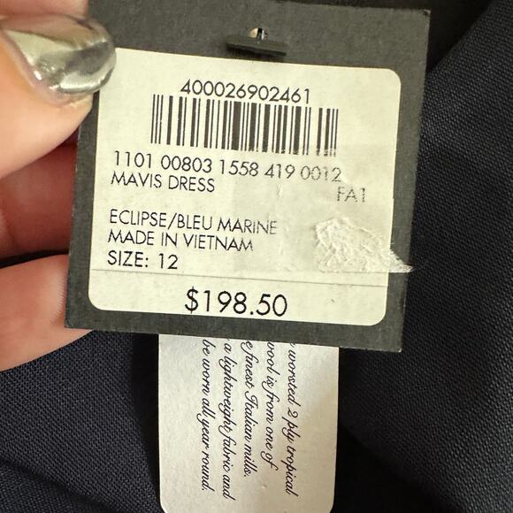 CLUB MONACO | Mavis Lightweight Wool Navy Blue Cocktail Dress Workwear  Size 12 - Picture 6 of 8